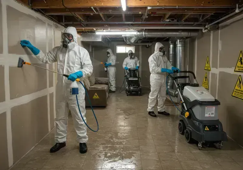 Basement Moisture Removal and Structural Drying process in Hughes, AR